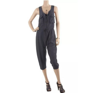 3.1 Phillip Lim Sleeveless Straight Leg Cargo Jumpsuit Linen Blend Gray Size 6
